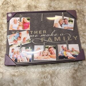 NIB “Together We Make a Family” Damask Pattern Collage ClothesPin Frame, 24”x12”
